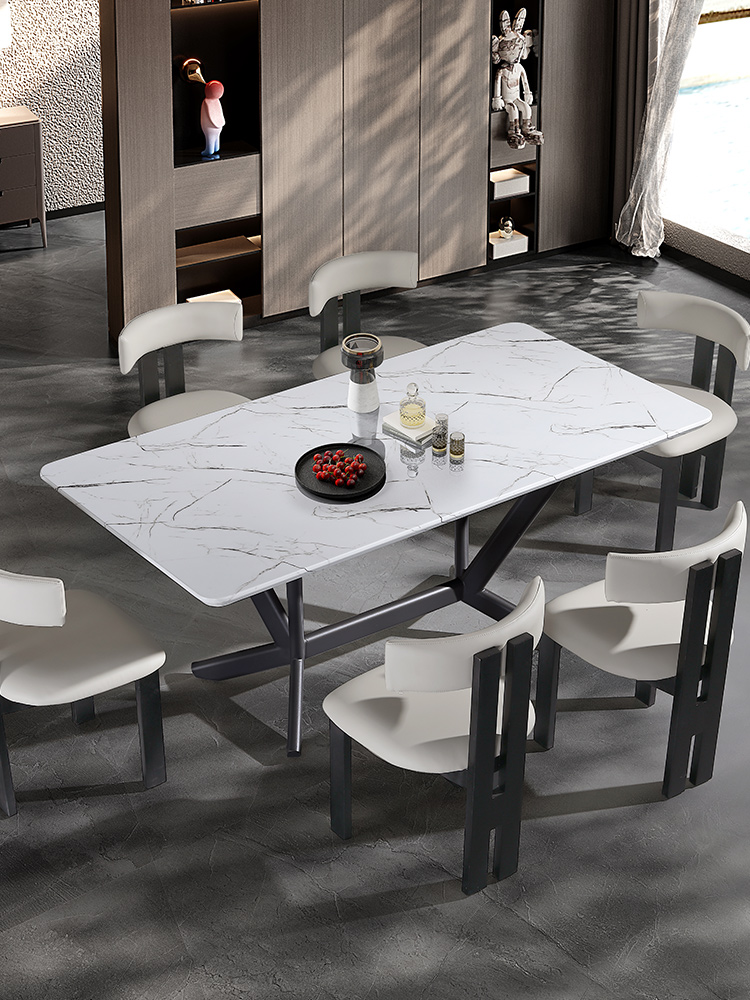 韫玉 现代简约 餐台 碳素钢底架 雪山白大理石 餐厅餐桌 #CT-318#