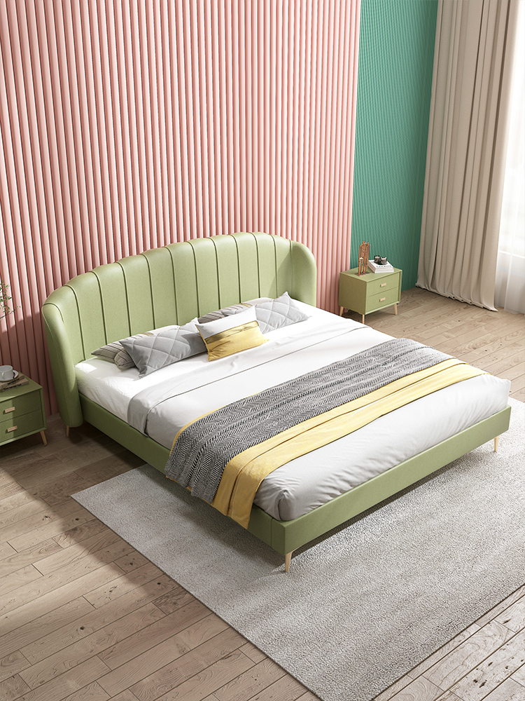 弗朗蒂莎-梦系列 现代简约科技布床 舒适  卧室 高密度回弹海绵靠背  #512（科技布）#