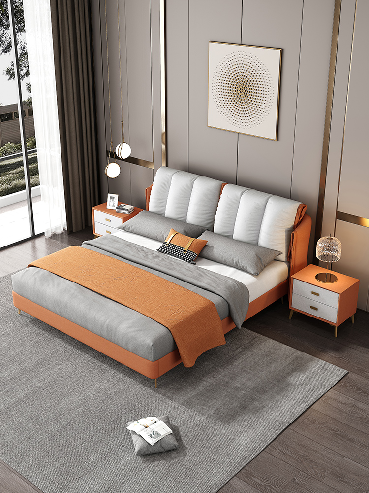 弗朗蒂莎-梦系列 科技布床 现代简约 多层板环保框架 卧室  #9903（科技布）#