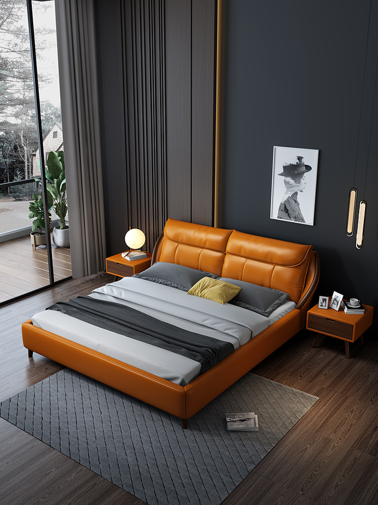 弗朗蒂莎-梦系列 皮床 轻奢 高品质实木多层板环保框架 仿真皮面 舒适享受 卧室  #B02-B#