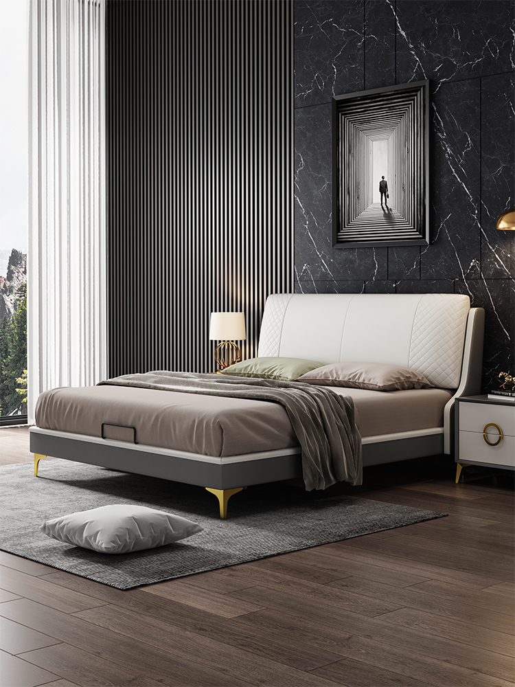 弗朗蒂莎-梦系列 现代简约 仿真皮床 钢木排骨架 稳固时尚 卧室  #GM02#