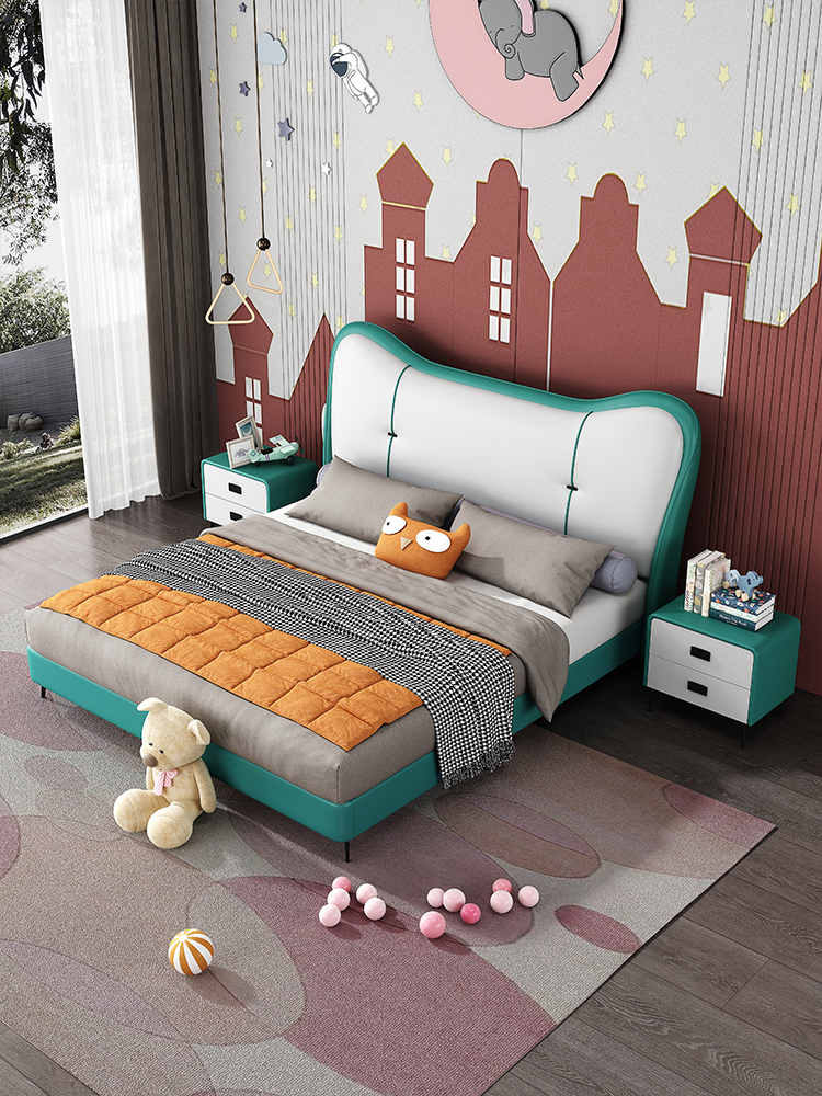 弗朗蒂莎-梦系列 卡通简约 儿童床 卧室 童梦空间 仿真皮 #儿童3#