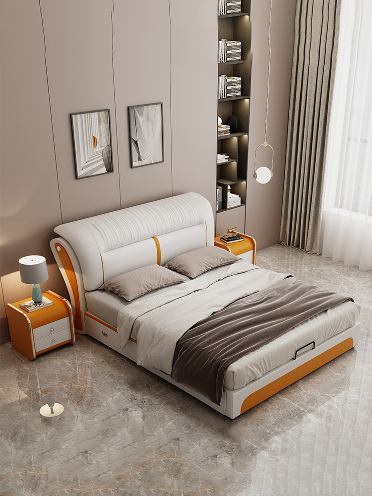弗朗蒂莎-梦系列 意式轻奢 皮艺床 实木环保框架 品质生活 卧室仿真皮 #SH02#