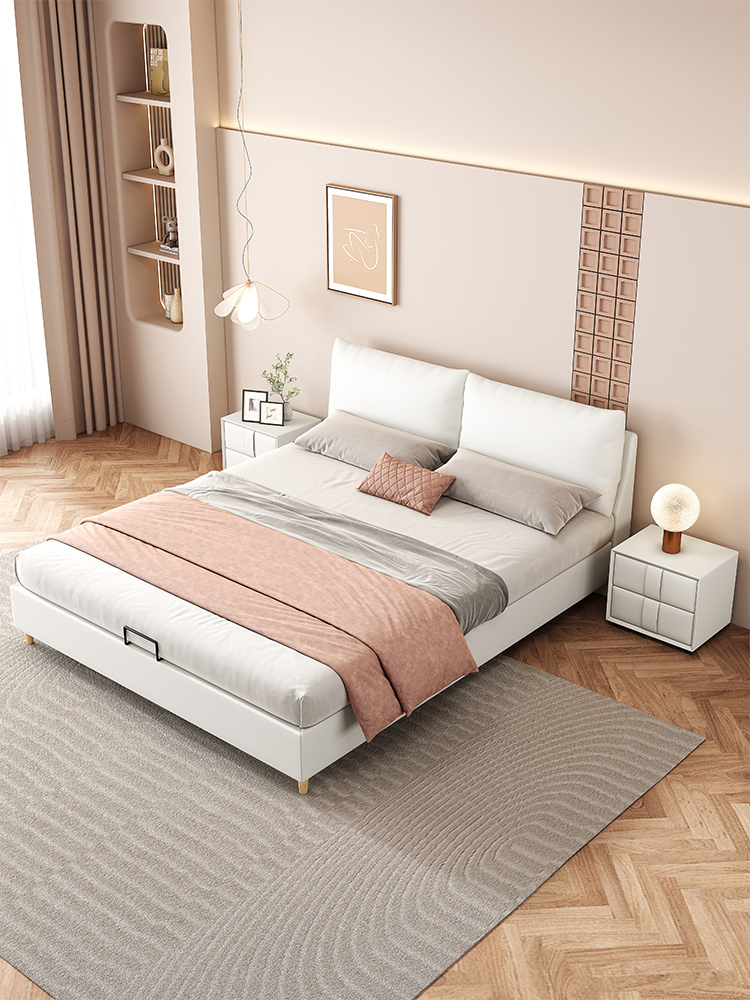 弗朗蒂莎-梦系列 时尚简约 布艺床 棉麻材质 打造清新睡眠 卧室 棉麻布床#9902（棉麻布）#