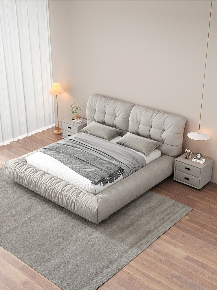 弗朗蒂莎-梦系列 现代 布床 磨砂布艺 卧室新风尚 磨砂布床#C01（磨砂布）#