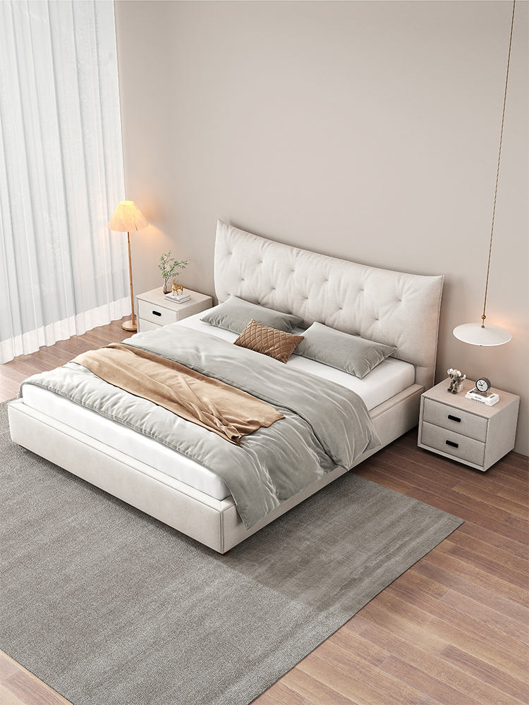 弗朗蒂莎-梦系列 奶油风 磨砂布床 舒适之选 触摸美好 卧室  #C16（磨砂布）#
