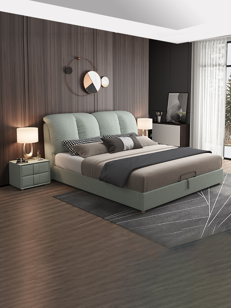 弗朗蒂莎-梦系列 现代休闲 棉绒布床 绒享好梦 卧室 打造温馨睡眠空间#C018-B（棉绒布）#