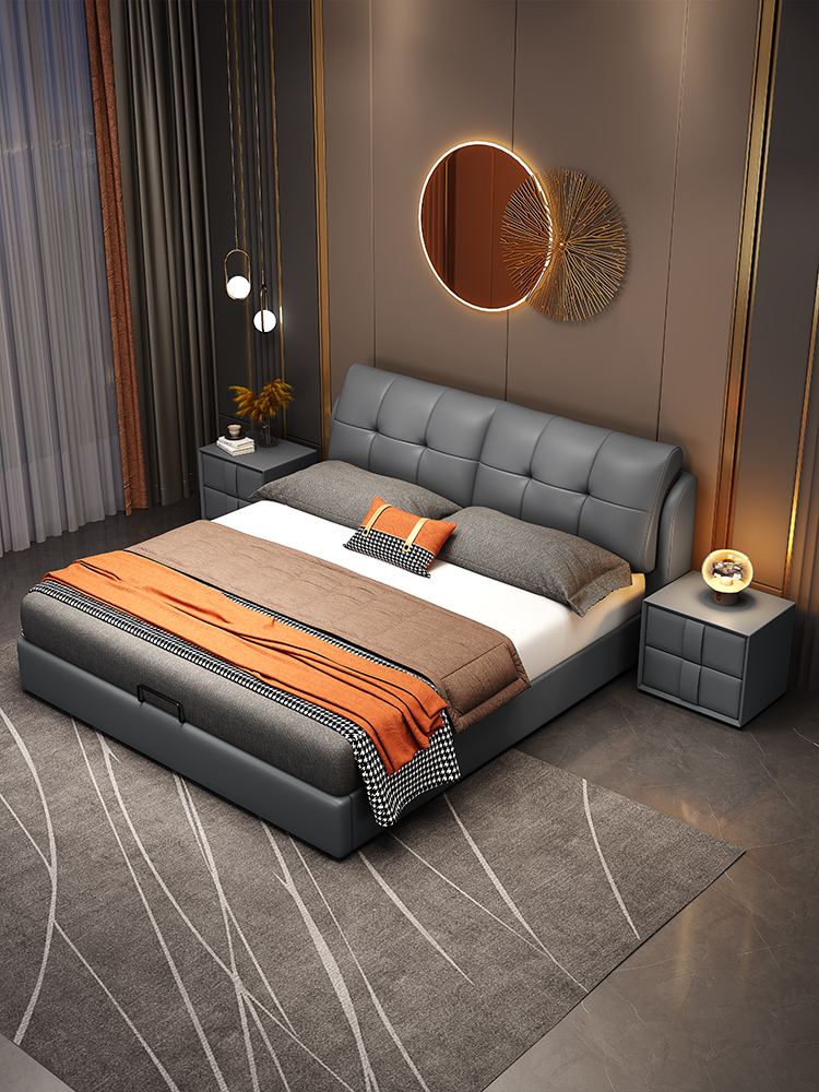 弗朗蒂莎-梦系列 时尚现代 仿真皮床 睡眠新境界 卧室双人床 #8802#