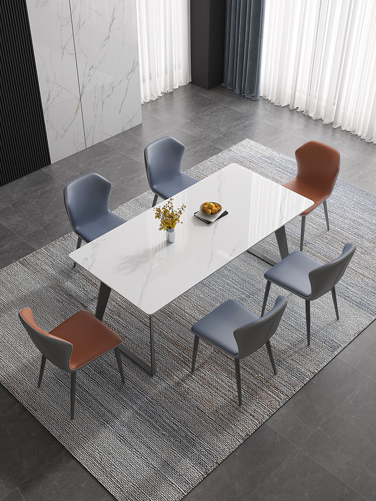 弗朗蒂莎 意式极简 亮光雪山白 优质环保材料 岩板餐桌#N46#