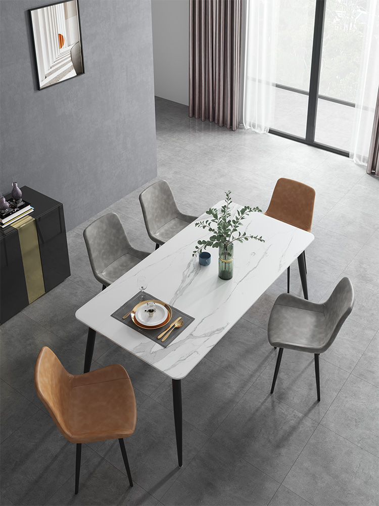弗朗蒂莎 意式极简 长方形餐桌 食品级桌面 亮光岩板 #M04-1#