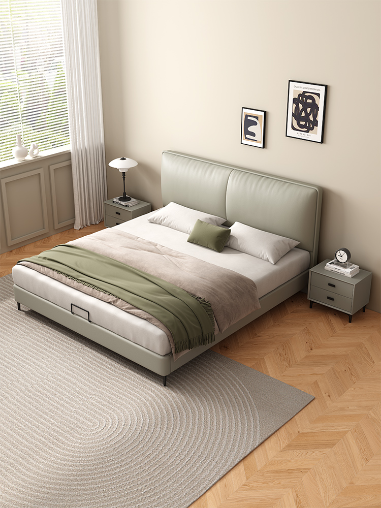 弗朗蒂莎-梦系列 现代简约 皮艺床 卧室 双人床 舒适 软靠 #1011#