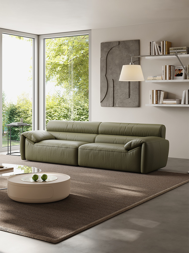 沐露梳风 现代简约 直排沙发 高回弹海绵填充 皮沙发#P02沙发#